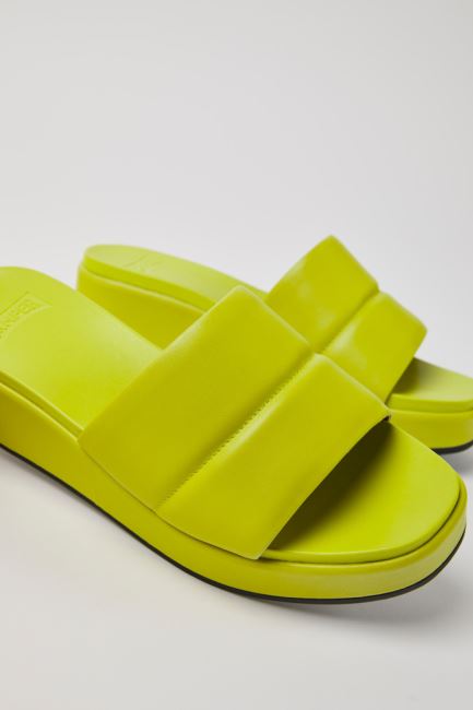 Camper Design Misia Green Leather Sandals For Women