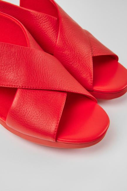Camper Balloon Red Leather Sandals For Women New Arrivals